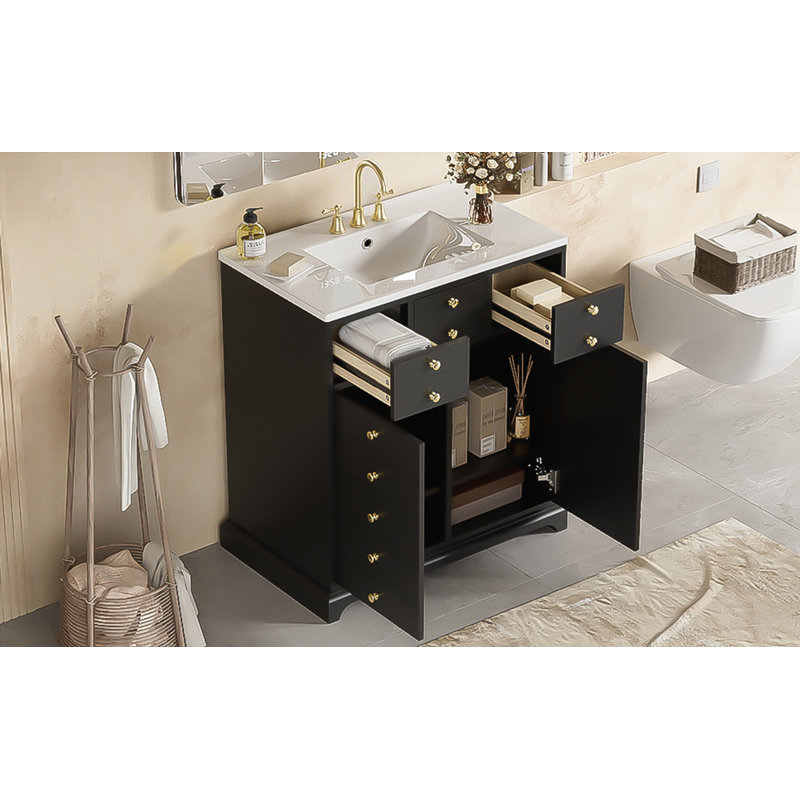 30" Bathroom Vanity with Ceramic Sink Combo