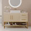 Meuble-lavabo moderne 47,2 po avec lavabo vasque en céramique, armoire autoportante dorée