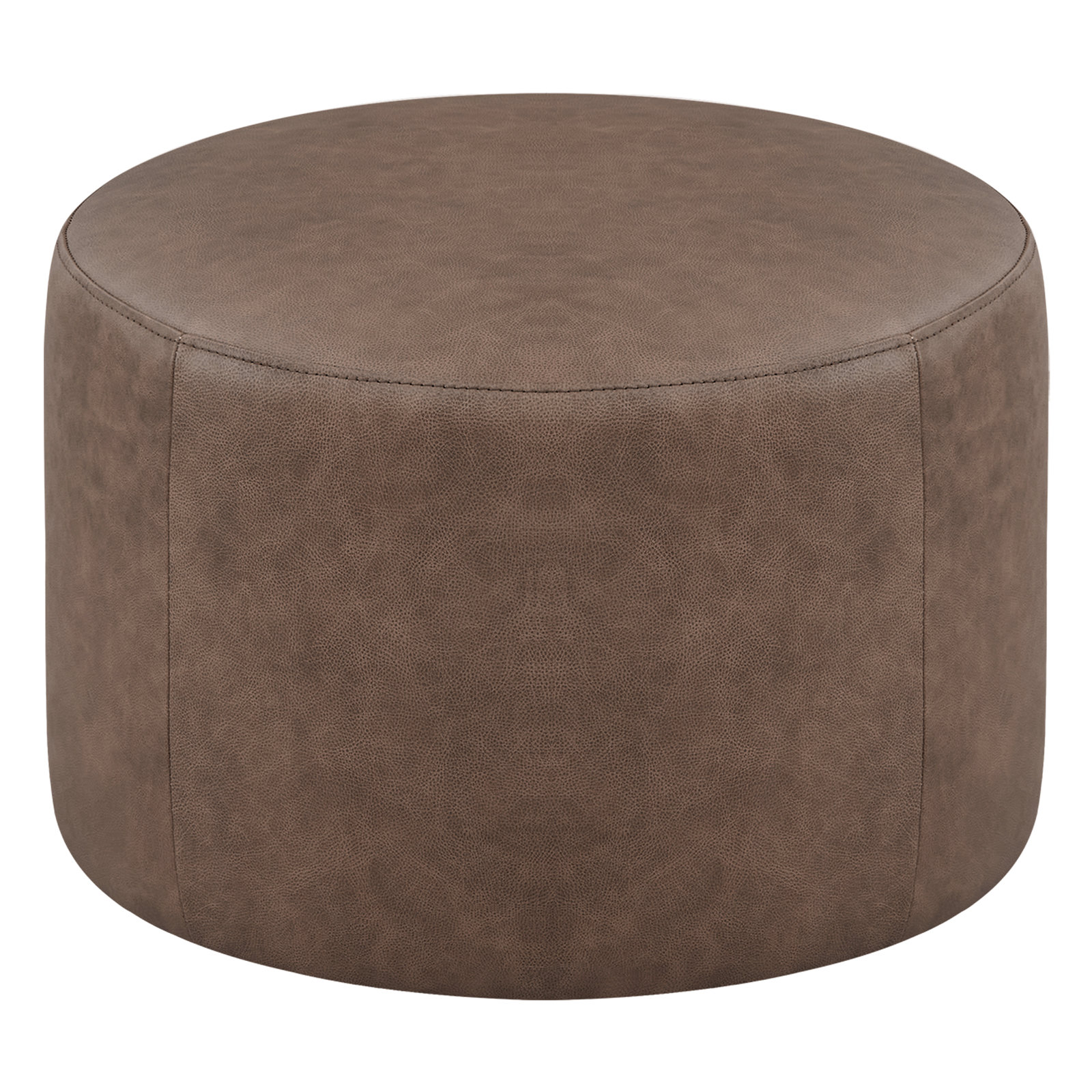 Danva 24" Genuine Leather Ottoman, Walnut Genuine Leather