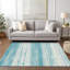 Tapis intérieur / extérieur en polyester tissé à la machine à motif abstrait mâle sarcelle mâle-95999633