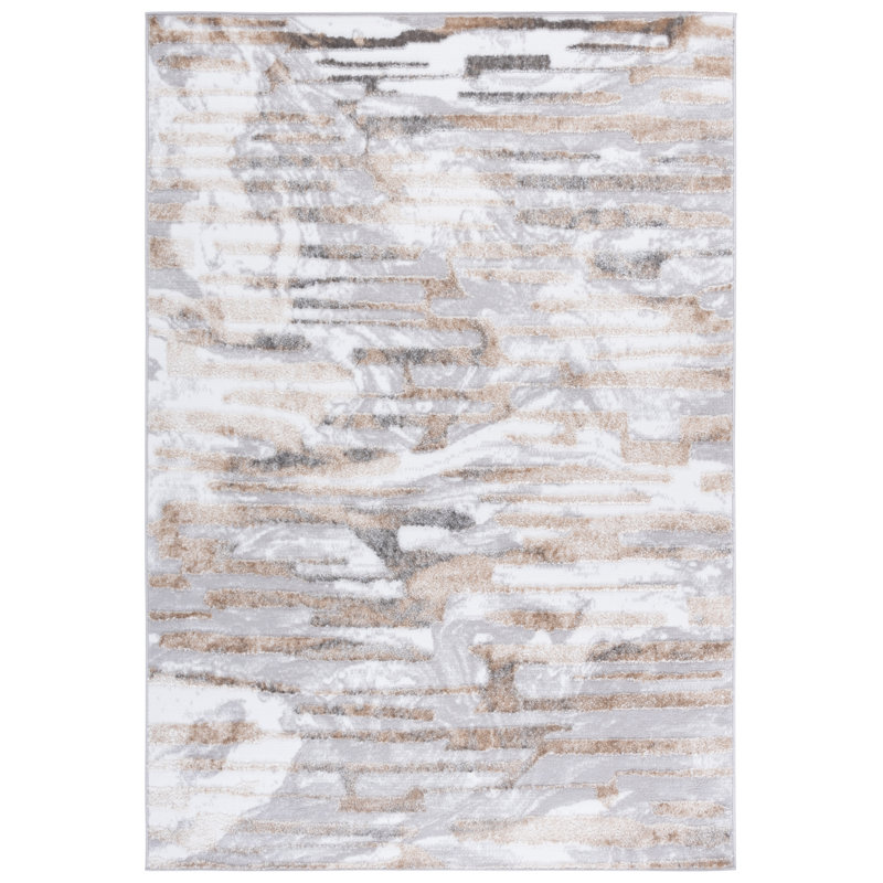 Tapis ivoire / gris Maya 110, Rectangle 5'3" x 7'6"