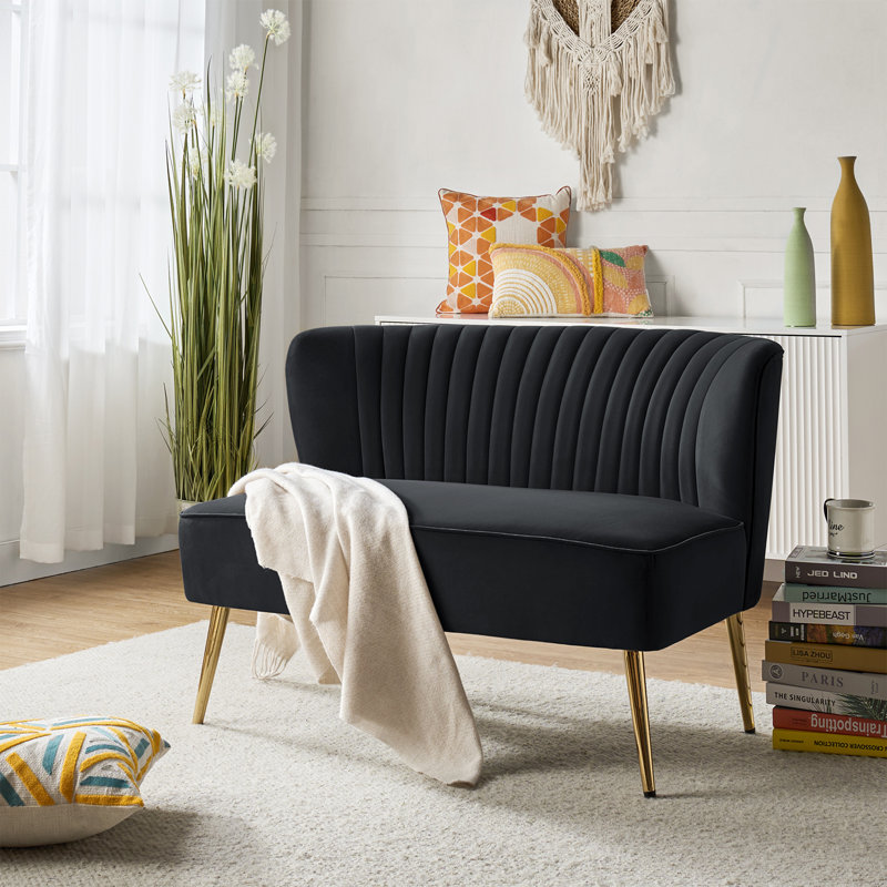 2 Seater Velvet Sofa, Black