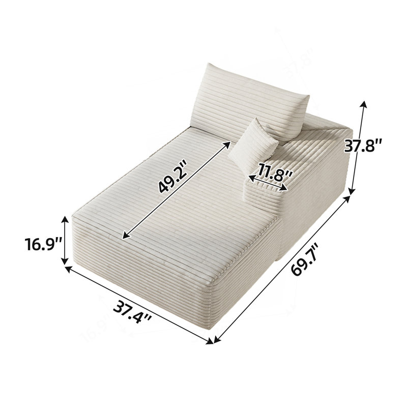 Canapé, Orienté à droite, H 25,2 po x l 69,7 po x P 38,6 po