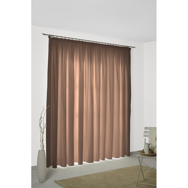 Kyrstan Pencil Pleat Room Darkening Thermal Single Curtain, 145cm Width x 132cm Drop, Brown
