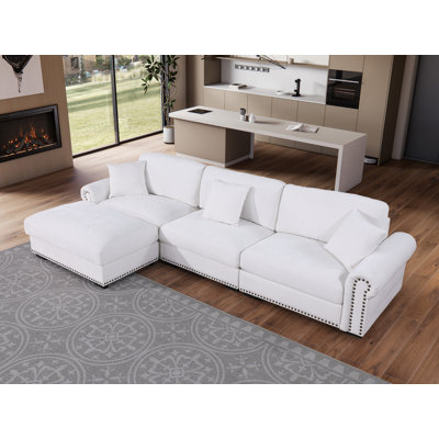 Oliver Modern Style Upholstered Large 3 Seats Seville Couch With Ottoman by Red Barrel Studio