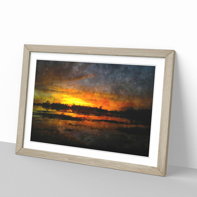 Sunset View Vol.3 - Picture Frame Painting, 48cm H x 65cm W x 2cm D, Oak Framed