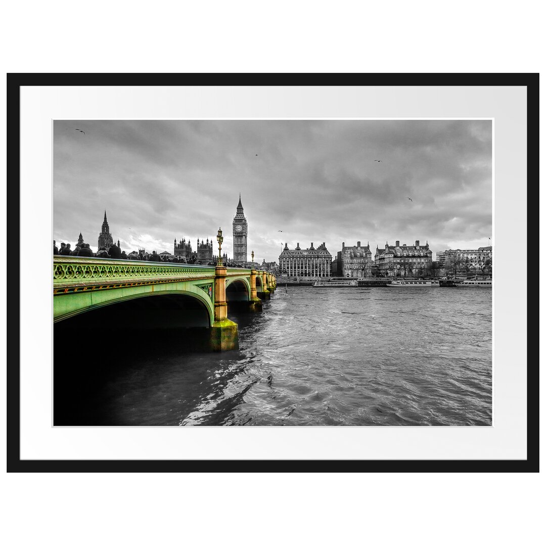 Gerahmtes Poster London mit Themse und Big Ben