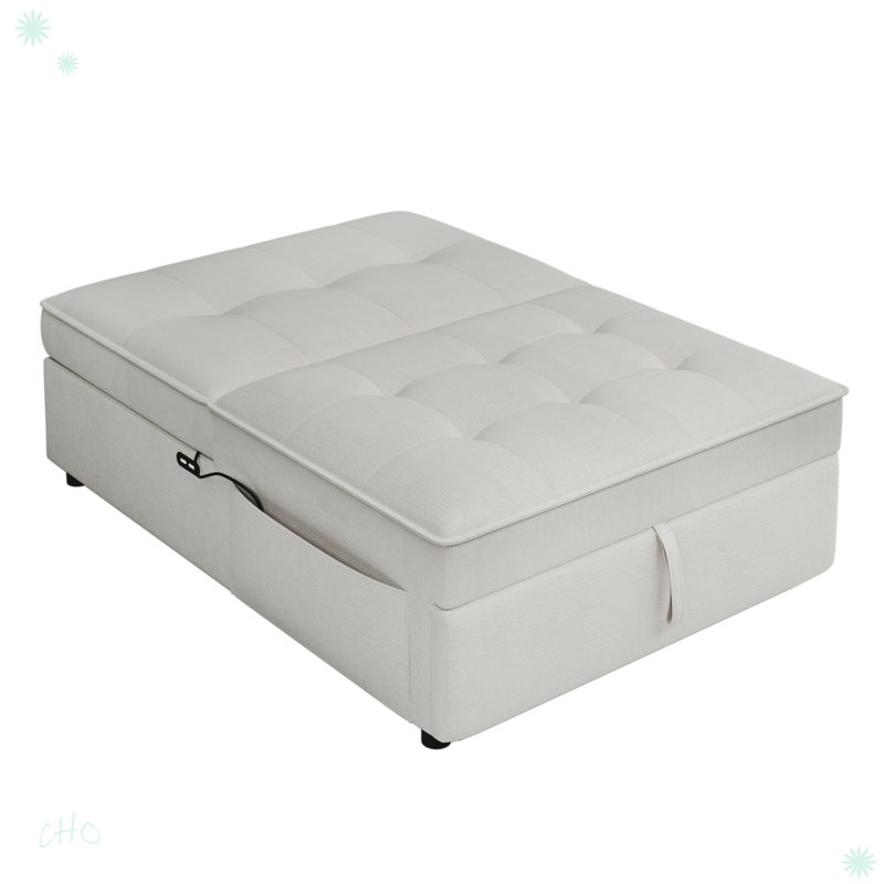Lit-repose-pieds pliant multifonctionnel avec poche de rangement et port USB
