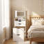 Meuble-lavabo compact compact avec miroir à lumière DEL 3 modes et tabouret de rangement avec repose-pieds, coiffeuse avec rangement pour tiroirs