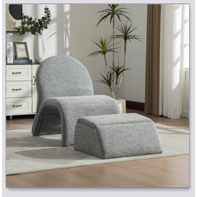 Chaise d'appoint moderne sans accoudoirs rembourrée avec repose-pieds de rangement pour la chambre à coucher et les espaces de bureau