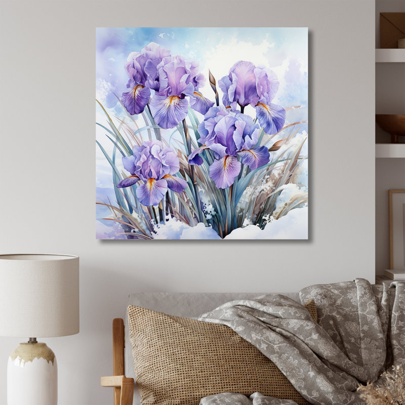Mauve iris en hiver sur toile, Toile tendue, 36" H x 36" W