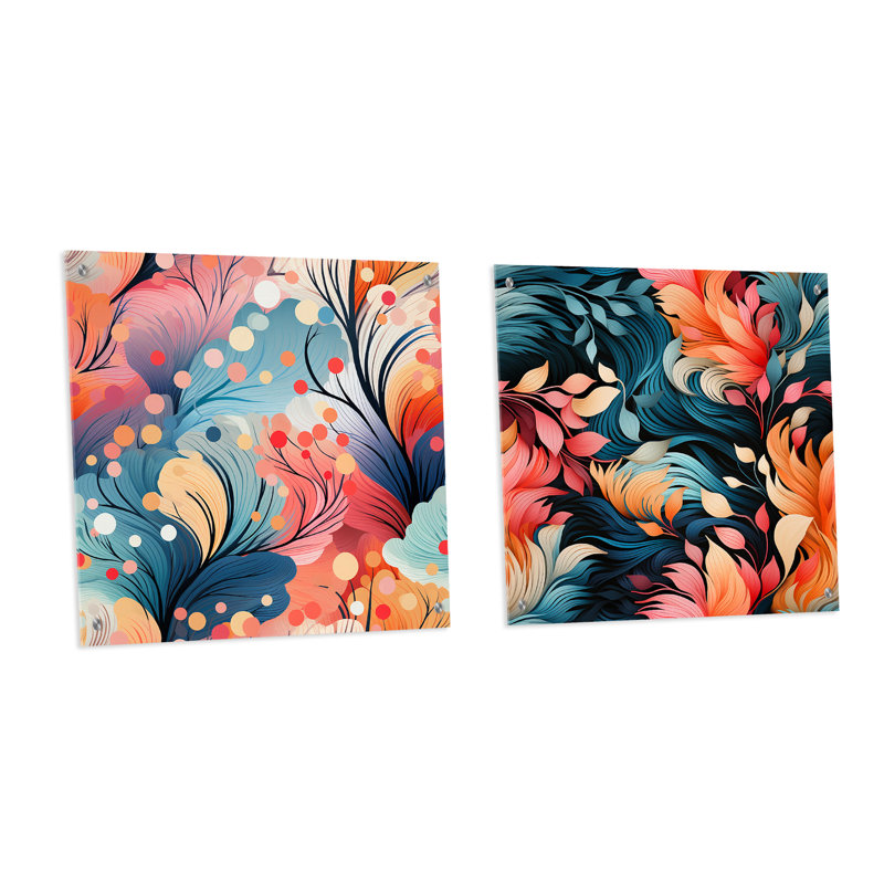 Tayla - Ensemble de 2 art mural en verre acrylique, H 16 po x l 33 po