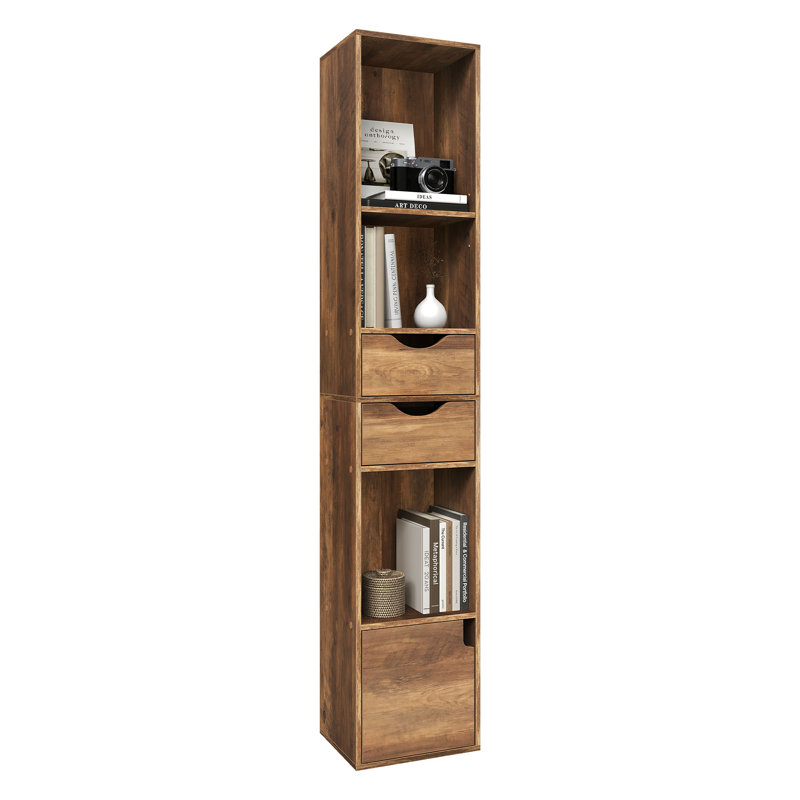 Iskender 157.5cm H x 30cm W Standard Bookcase, Brown Wood