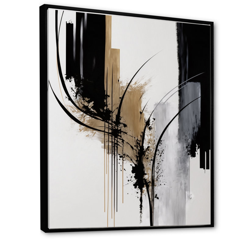 Avetik noir et blanc Expression II - art mural moderne sur toile, H 32 po x l 16 po, Toile avec cadre flottant, Noir