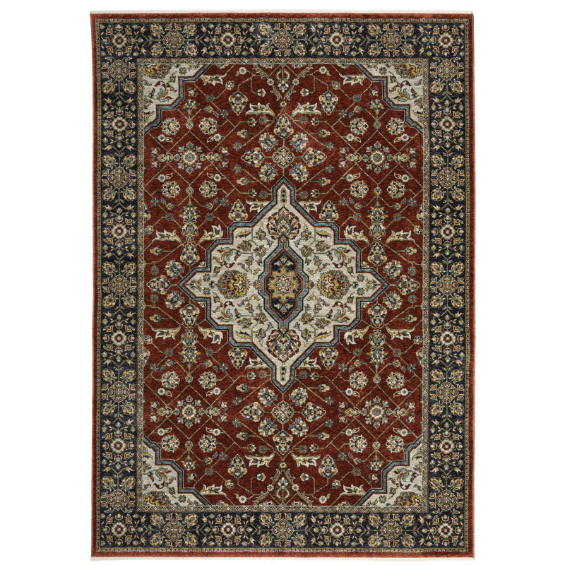 Tapis oriental rouge / bleu Hovis, Tapis de couloir 2 pi 3 po x 7 pi 6 po