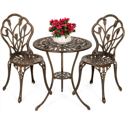 3-Piece Cast Aluminum Patio Bistro Furniture Set -  Panamo Luxury Collection, MEY1693