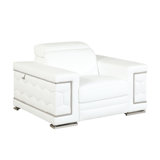 3-layer High Foam Leather Seat, Stainless Steel Legs, White Texture Recliner With Cushion And Surface, Comfortable
