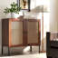 Kitchen Sideboard With 2 Rattan Doors And Adjustable Shelf-228295483