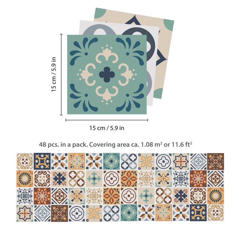 Conrad 15cm W x 15cm L PVC Peel and Stick Mosaic Tile