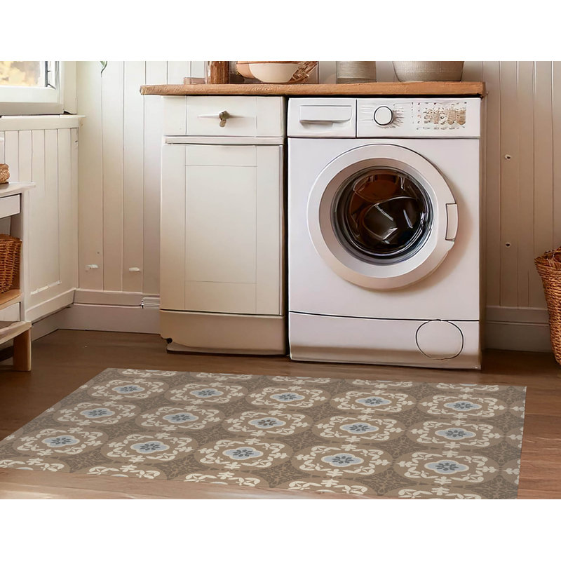 Tapis de blanchisserie antidérapant Edan, 25 "L x 4 "H, Brown Floral