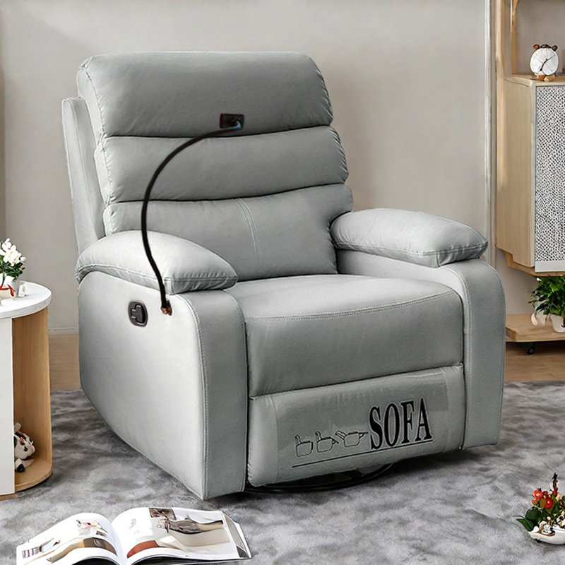 Fauteuil inclinable moderne en similicuir, Gris clair