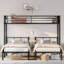 Lit superposé triple en métal détachable pour 3 personnes, lit simple convertible supérieur simple à simple TG, cadre de lit noir mat uni-129423045