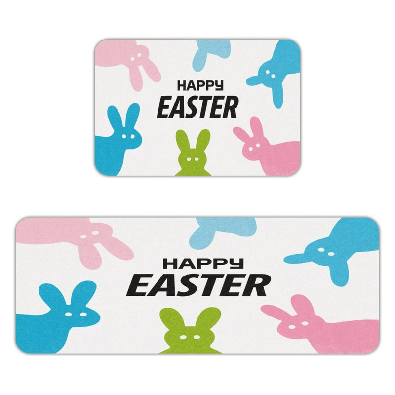Joyeux lapin de Pâques, 2 tapis de cuisine antidérapants