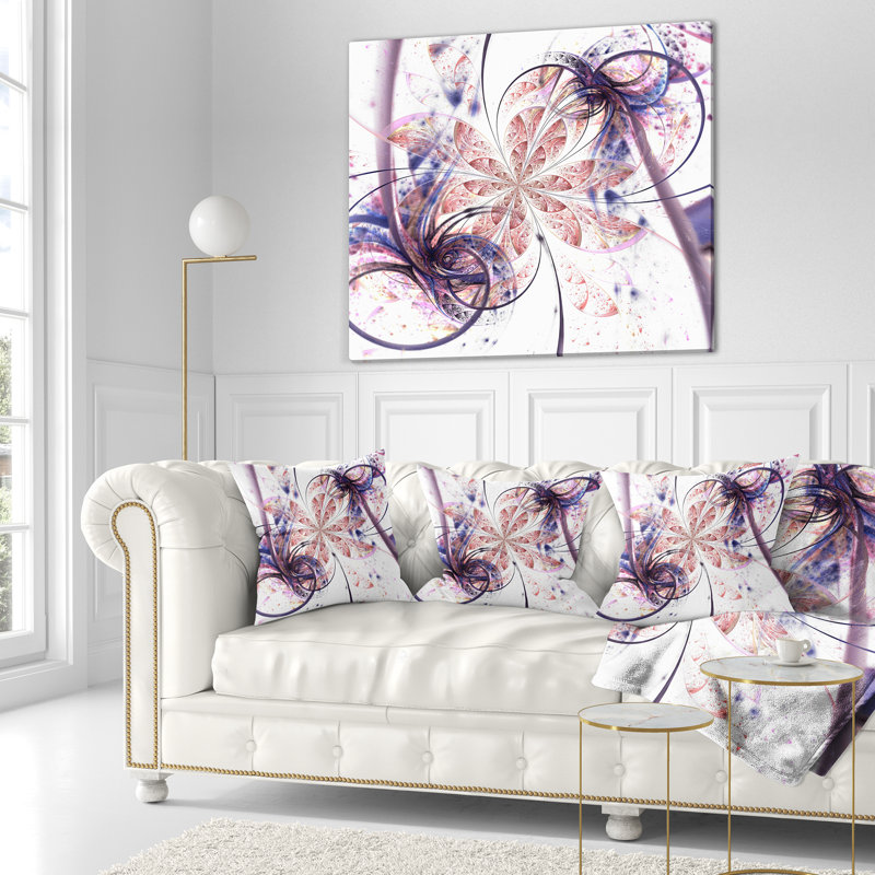 Coussin décoratif à motif fleur abstrait, 16 po x 1 po, Coussin décoratif