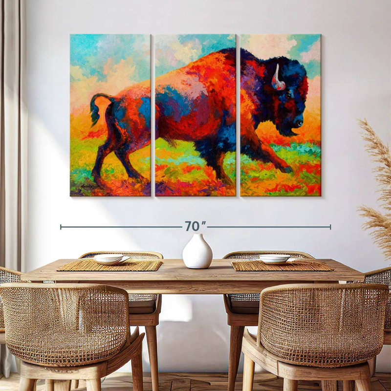 Brampt Bison Running Free, 42" H x 65" W