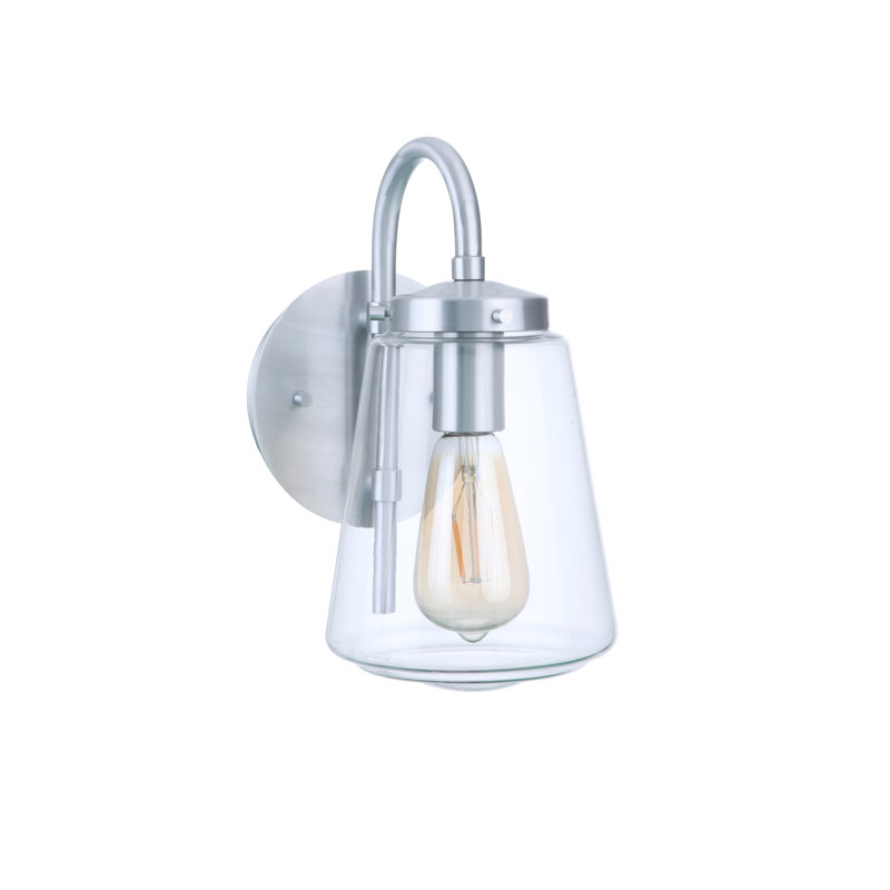 Laclede Wall Light, Satin Aluminum, 12" H x 6.25" W x 8.5" D