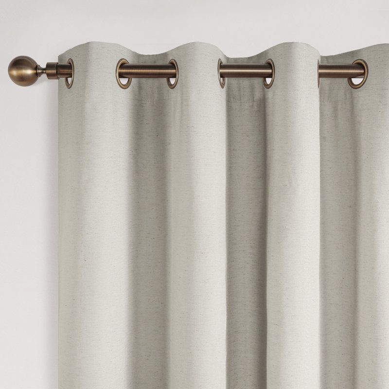 100% Blackout Linen Blend Grommet Panel Pair(2 Panels), 52" W x 96" L, Linen