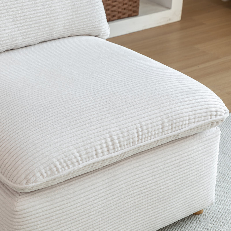 Hepworth Corduroy Side Chair With Cushions, White Corduroy