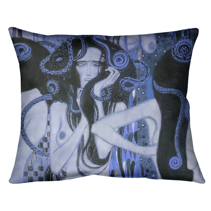 Coussin lombaire frise beethoven, Duvet synthétique, 20 po x 14 po, Bleu