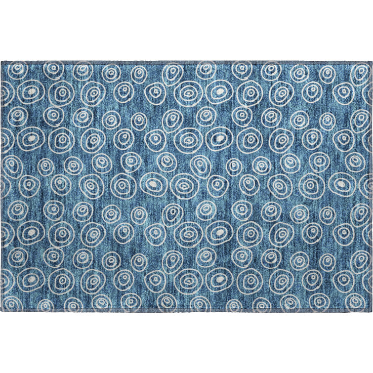 Premium Machine Washable Prisco Blue Rug