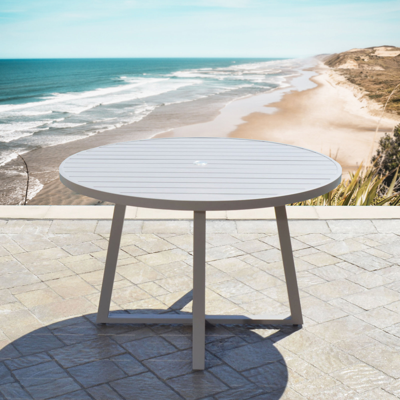 Solstice 48.8'' Metal Outdoor Dining Table, Beige