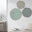 Décoration murale en métal texturé plume texturée - bleu 3, 20 po, 17,25 po, 14,25 po, décoration d'intérieur, bleu, 3 anneaux