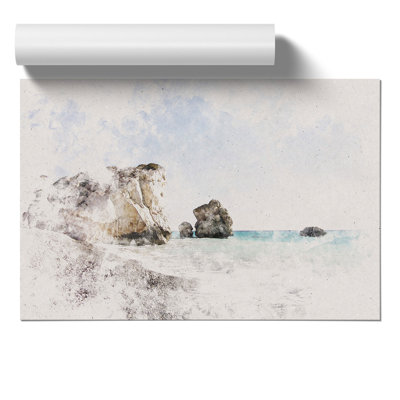 Cyprus Beach Watercolour - Frameless Print