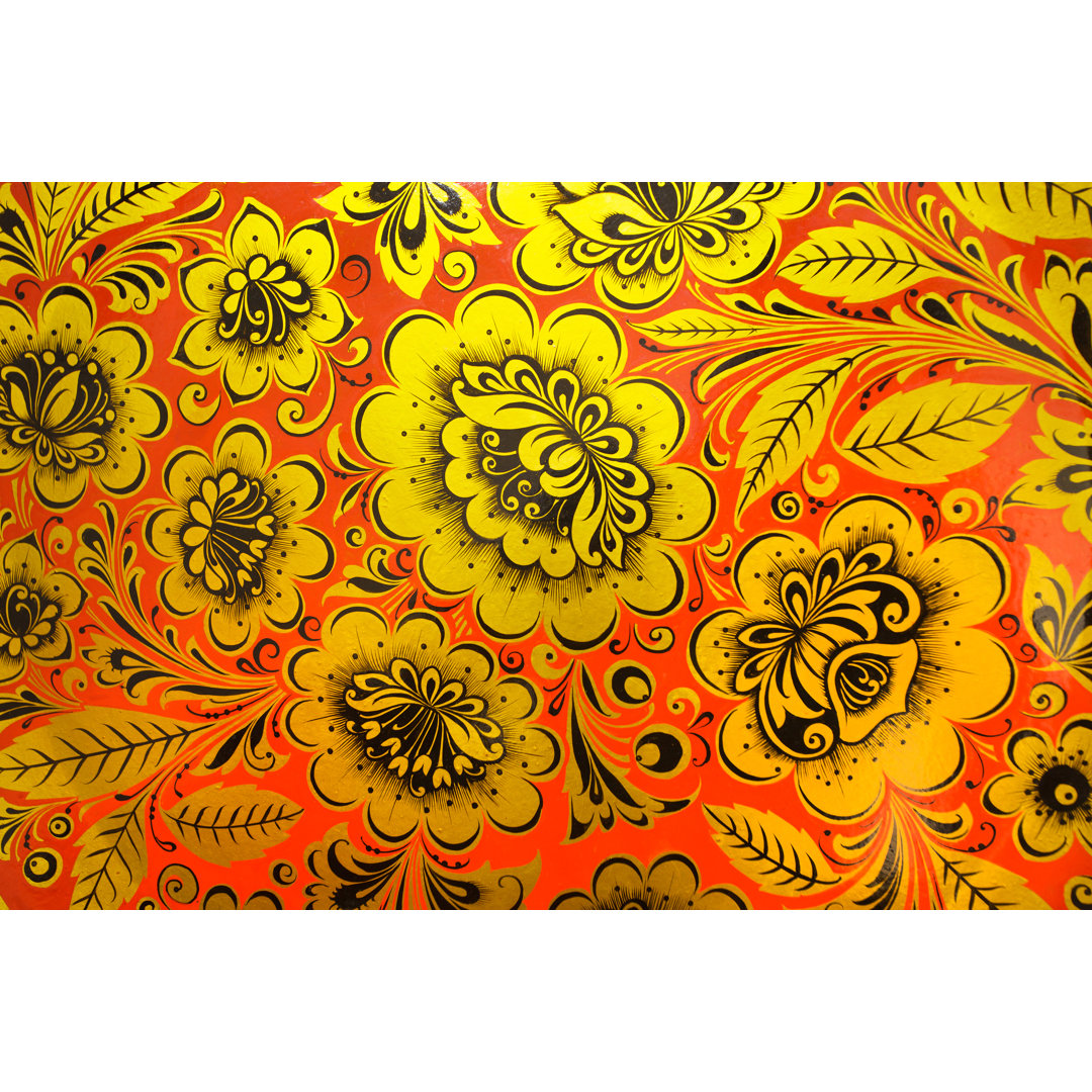 Russian Traditional Khokhloma Pattern by Fufunteg - Wrapped Canvas Print