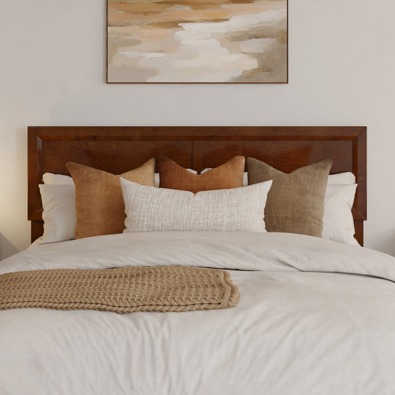 Ellarie Platform Bed with Adjustable Headboard, Walnut, Full