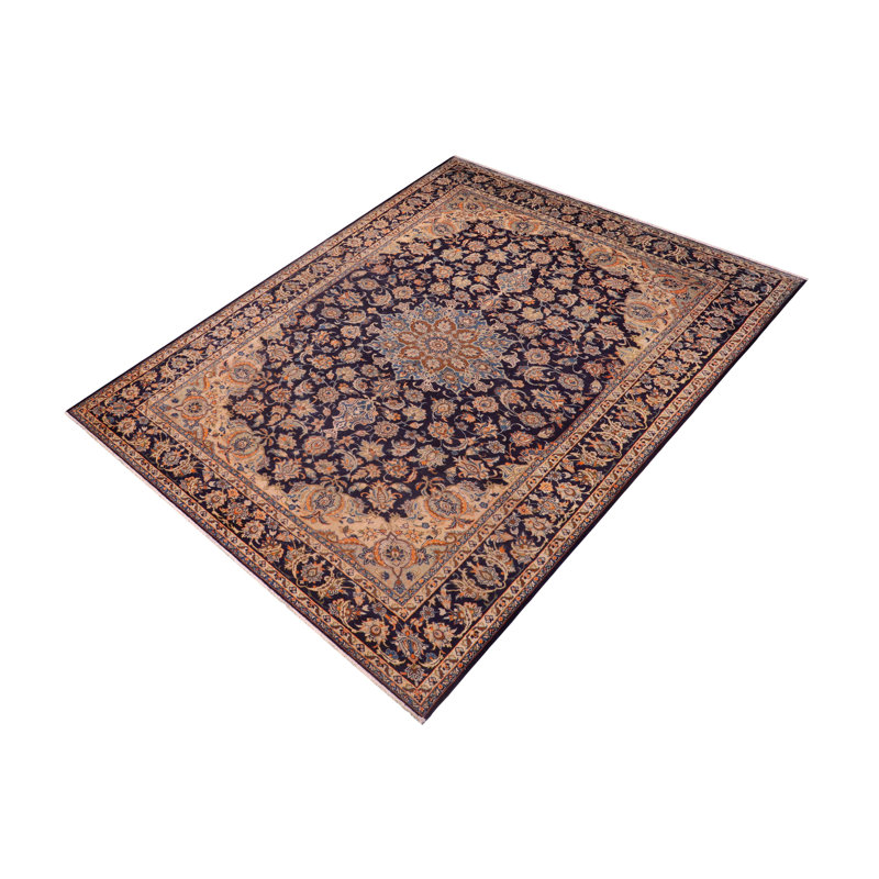 Tapis vintage en laine noué à la main bleu 8 pi 9 po x 12 pi 6 po Tabriz Kinsley