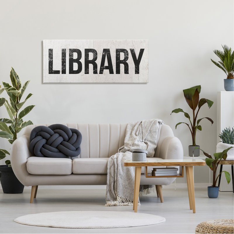 Rustic White Wooden Library Wall Art Canvas Print