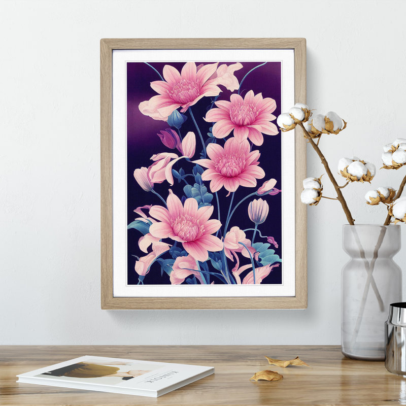 Spectacular Flowers - Single Picture Frame Painting, 64cm H x 46cm W x 2cm D, Oak