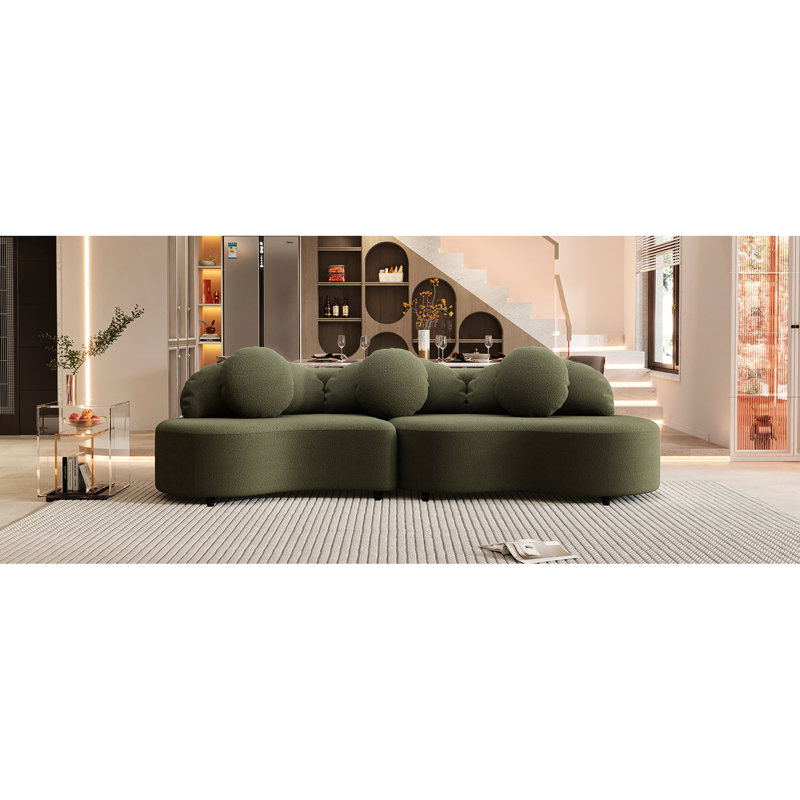 Canapé moderne en velours d'agneau de 103,5 po revêtu de velours d'agneau pour la tranquillité d'esprit, avec dossier à 2 coussins, coin paisible, avec dossier