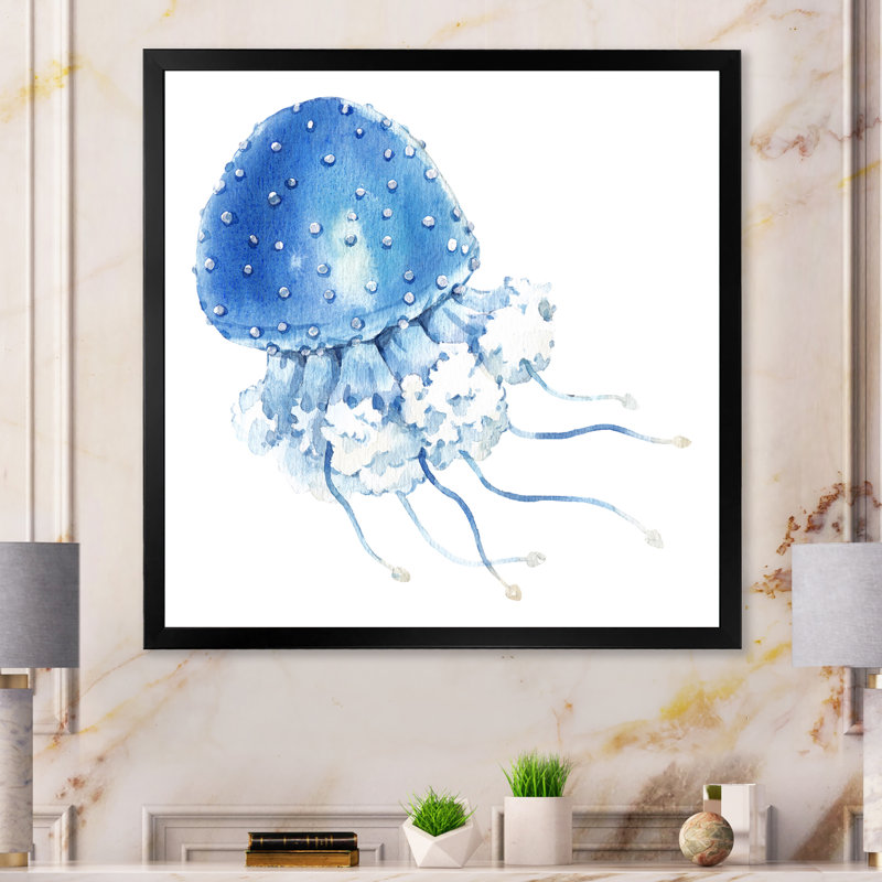 Beautiful Jellyfish Composation IV - Peinture, Impression noire sur toile encadrée, H 16 po x l 16 po x P 1 po