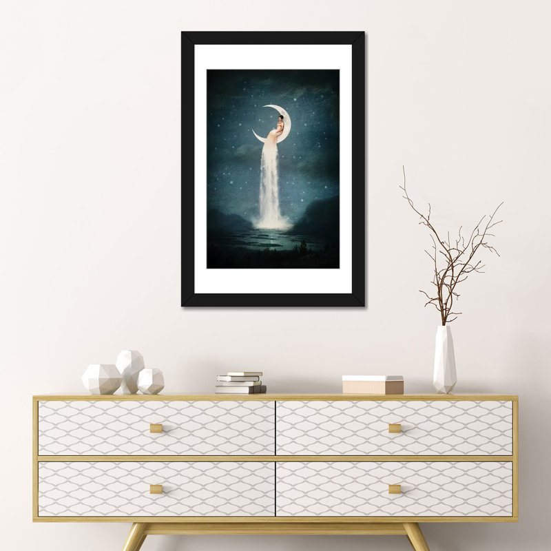 «Moonriver Lady», impression sur toile, Blanc, Papier d'art encadré noir, H 24 po x l 16 po x P 1 po