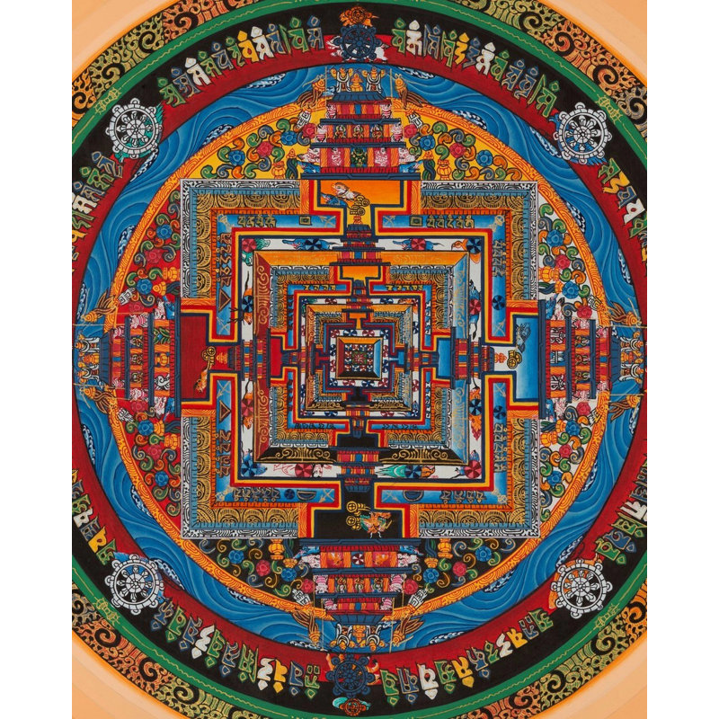 Cercle de vie mandala avec halo (Brocadeless Thangka)