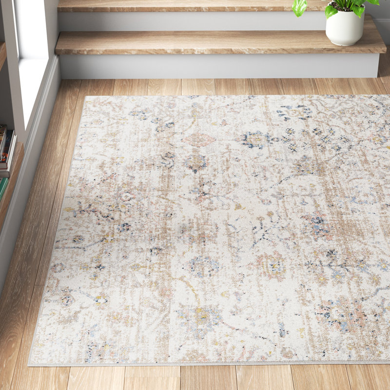 Benfield Beige Machine Washable Area Rug, Rectangle 6'7" x 9'