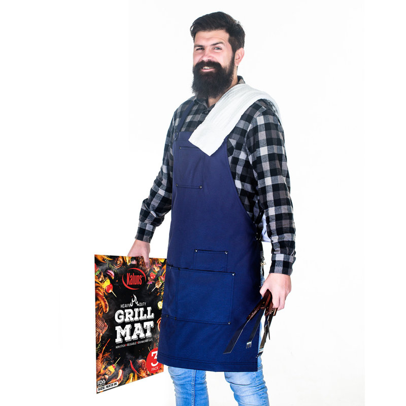 Black Heat-Resistant Non-Stick BBQ Grill Mat Set