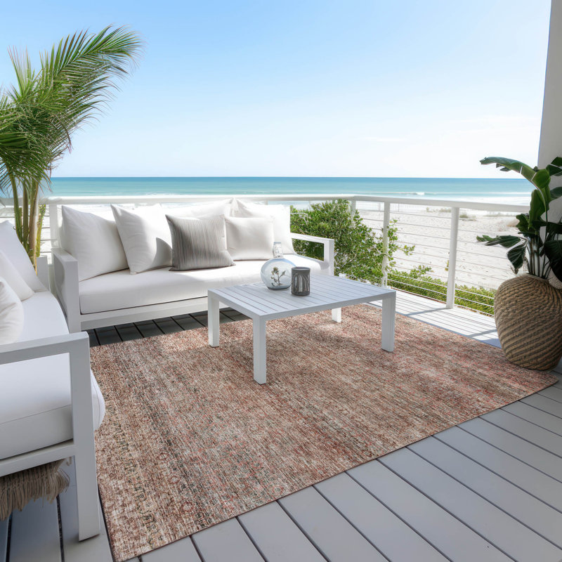 Nymara Orange Washable Indoor-Outdoor Rug - , 10' x 14'
