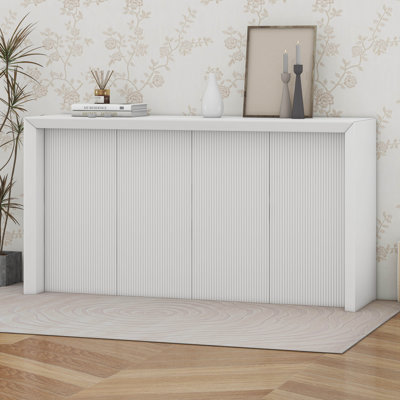 Table d'entrée simple en placage de bois avec design ondulé